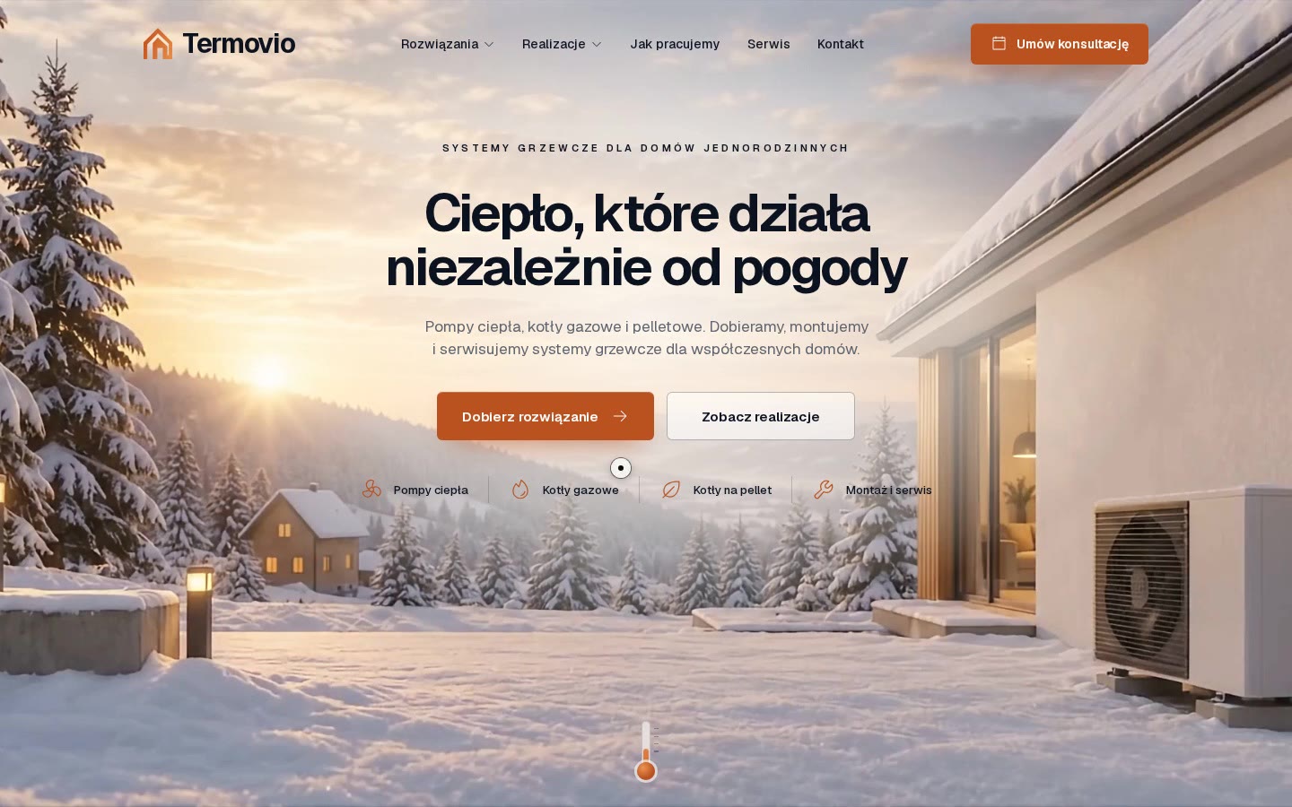 Pierwszy ekran: dom w zimowym słońcu